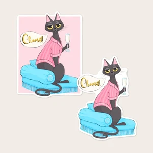 2 Katze Aufkleber lustig Vinyl Aufkleber Laptop Journal Sammelalbum wasserdicht Made in UK - Bild 1 von 5