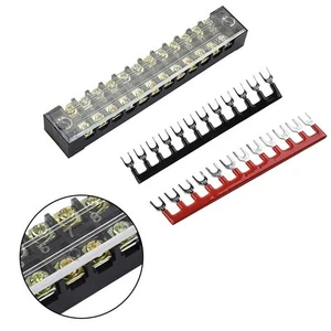 12 Positions Electric Barrier Black Covered Strip Terminal Block Screw Kit 600V - Picture 1 of 12