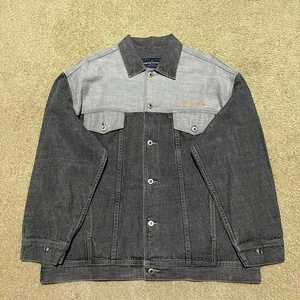 Phat Farm Y2K Trucker Mixed Grey Heavy Denim Jacket Grunge Mens XL - Picture 1 of 6