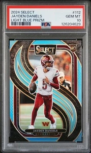2024 Select #112 Jayden Daniels Premier Level Light Blue Prizm RC 18/99 PSA 10 - Bild 1 von 2