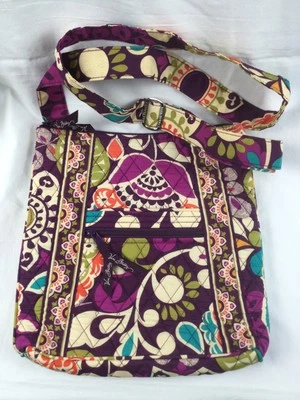 Vera Bradley Crossbody Hipster Shoulder Bag Purple Paisleys Flowers - Image 1 of 4