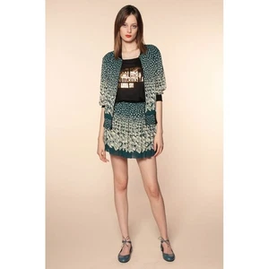 Anna Sui Geometric Pattern Y2K Mini Skirt Green Pleated Ruffle Designer Small - Picture 1 of 8