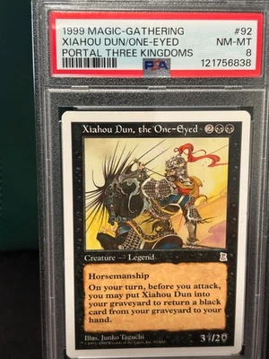 1999 Magic the gathering MTG Portal Three Xiahou Dun the One-Eyed PSA 8 P3K - Image 1 of 2