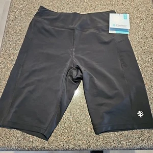 Coolibar Women’s Sz M UPF 50+ Swim Shorts Black Swimming Quick Dry Pocket NWT - Picture 1 of 17