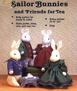 Stuffed Sailor Bunnies & Friends for Tea UNCUT Gooseberry Hill Sewing Pattern - Picture 1 of 3