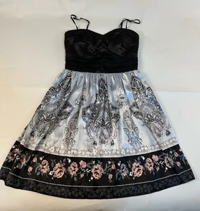 Trixxi Spaghetti Strap Black And Silver Mini Dress Size 7 - Picture 1 of 6