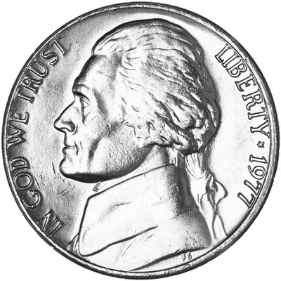 Moeda de níquel 1977 (P) Jefferson BU dos EUA - Imagem 1 de 4
