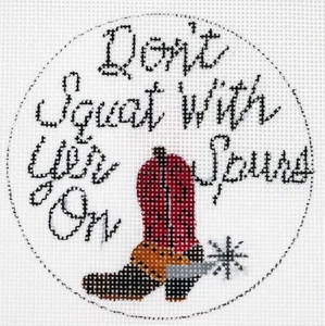 Cowboy Boots Spurs Squat Christmas Ornament *HP Needlepoint Canvas * By LLemon - Picture 1 of 1