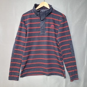 Top Weird Fish 1/4 Cremallera Para Hombre S Rojo y Azul Marino Rayas Algodón Manga Larga Informal Azul - Imagen 1 de 10