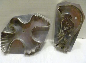 2 LARGE Antique TIN METAL Bird COOKIE CUTTER MOLDS w/ Handles - Picture 1 of 9