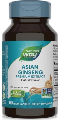 Nature's Way, Ginseng Asiático Herbal Premium, Combate a Fadiga*, 60 Cápsulas - Imagem 1 de 4