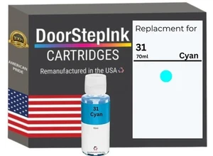 DoorStepInk Compatible Ink Bottle For HP 31 Cyan-USA - Picture 1 of 5