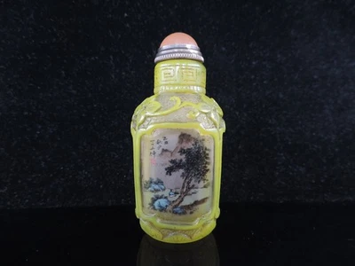 Botella de tabaco de vidrio de partes pintada en el interior chino Literati Scenery Foto 1 de 4