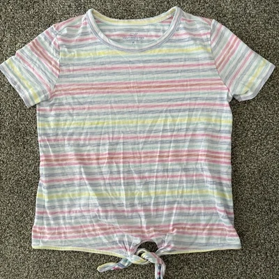 Camiseta Vineyard Vines Pastel Arco Iris Rayas Corbata Cintura Niñas - Talla M (10-12) Foto 1 de 4
