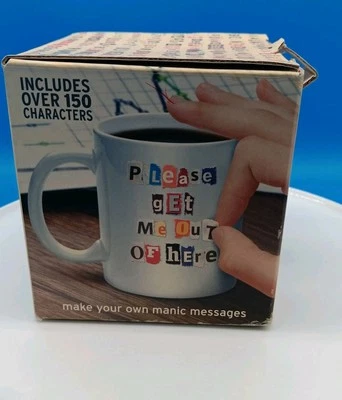 Fred & Friends Mensajes Mixtos Taza de Café Nota de Rescate Hágalo Usted Mismo Cartas Escribir Palabras Divertidas Foto 1 de 4