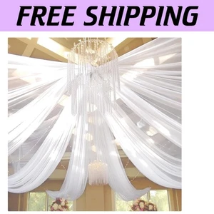 Transformative 6-Piece Chiffon Ceiling Drapes - Perfect Sheer Decor for Weddings - Picture 1 of 9