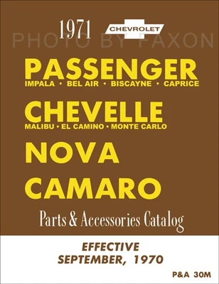 1971 Chevrolet Libro Master Dei Ricambi Con Numeri Di Parte E Illustrazioni - Immagine 1 di 4