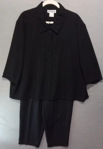 Vintage Briggs schwarz Hosenanzug Oberteil Gr. 3X Hose 18 Gummizug Cottagecore Retro 90er Gorp - Bild 1 von 22