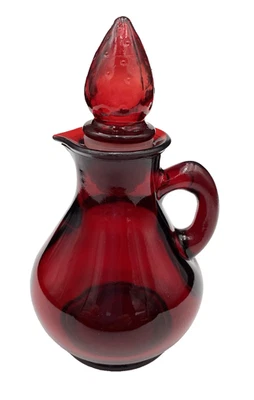 Vintage Anchor Hocking for Avon Royal Ruby Glass Cruet & Stopper, 5.5" Tall - Image 1 of 4