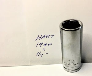 Hart 14 mm x 1/4" Deep Socket Chrome 6 Pt Free USA Shipping - Picture 1 of 3