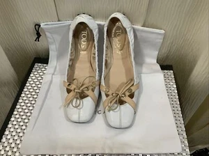 Mujer Tods Sin Cordones Ballet Pisos Cuero BLANCO Talla EU 38 US 8 Hecho en Italia - Imagen 1 de 13