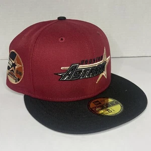 New Era Houston Astros 35 Years Brick Red Script 59Fifty Fitted Hat 6 7/8 Retro - Picture 1 of 3