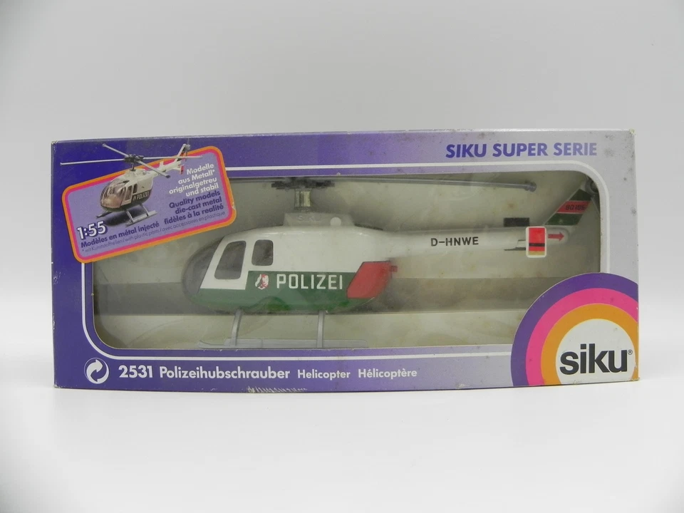 Siku 2531 Polizeihubschrauber Police Helicopter Elicottero West Germany 1:55 OVP - Immagine 1 di 4
