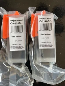 Inkjetcorner C-0270BK Black Ink Cartridges, Qty. 2 - New Sealed Exp. 04/2023 - Picture 1 of 1