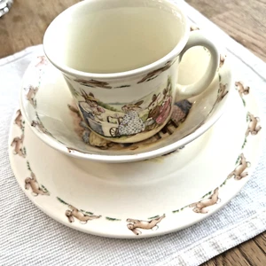 Royal Doulton BUNNYKINS 3 Piece Child's Set Bowl, Plate, Cup Bone China Vintage - Picture 1 of 8