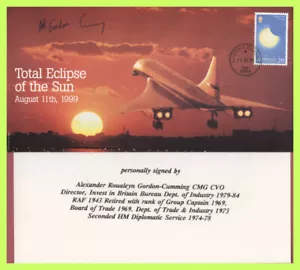 Alderney 1999 Total Eclipse, Concorde flown & Signed A R Gordon-Cumming - Picture 1 of 2