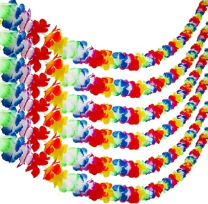 6 Pack Colorful Hawaiian Luau Tropical Flower Lei Garland Party Decorations Hawa - Picture 1 of 12