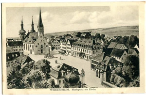 AK WEIKERSHEIM Marktplatz mit Kirche 1917 - Picture 1 of 1