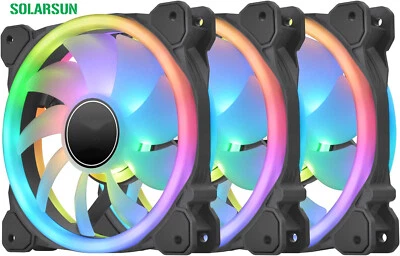 [3-Pack] RGB LED Computer Case Fan PC Cooling Fan 120mm Addressable RGB MB Sync - Image 1 of 4