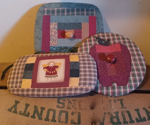 VTG Lot of 3 Longaberger Basket Lids Heart of Dresden Patchwork Farmhouse Cover