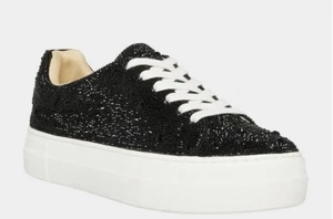 Never Worn Betsy Johnson Sidny Black Rhinestone Platform Sneakers Size 6 - Picture 1 of 10