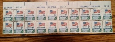 Mail Early Block of 6 - Scott 1338 - 6 cent - Flag over White House - 1968 - MNH - Image 1 of 3