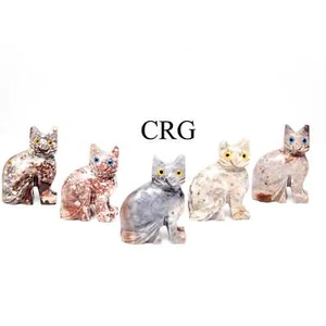 Jabonera gatos (10 piezas) tamaño 1,5 pulgadas piedras preciosas de cristal tallas de animales - Imagen 1 de 3