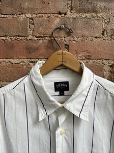Noah Men’s Shirt, Sz Large, White Blue/Lime Stripe 100% Cotton Portugal - Picture 1 of 10