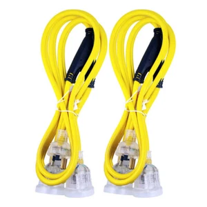 2x Ultracharge 2m Extension Lead Home Cable Cord 10A Twin Socket Power Plug YL - Picture 1 of 2