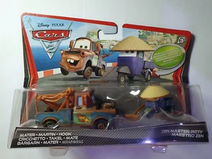 Disney Pixar Cars 2 - MATER & ZEN MASTER PITTY Rare Error No Moustache 2-Pack - Bild 1 von 6
