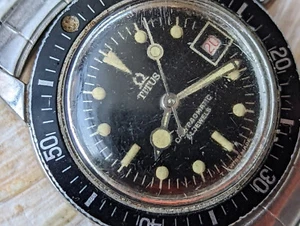 Women's Vintage Titus Calypsomatic 7845 Diver w/Gilt Dial,Patina,Orig Bracelet - Picture 1 of 17