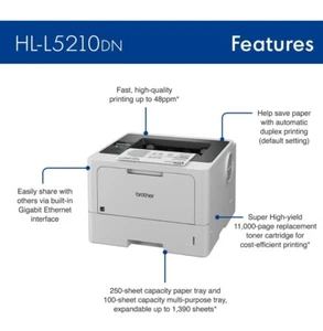 Brother HL-L5210DN Desktop Wired Laser Monochrome Printer - Afbeelding 1 van 1