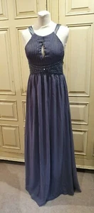 AX PARIS 12 MINK GREY SPARKLE GLITTER MAXI DRESS BEADED EMBELLISHED PARTY CRUISE - Picture 1 of 11