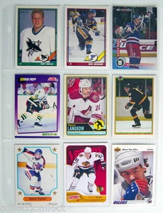 1990-2015'S LOT OF 9 HOCKEY CARDS + 1 PLASTIC SHEET FOR COLLECTORS ALBUM - Imagen 1 de 3