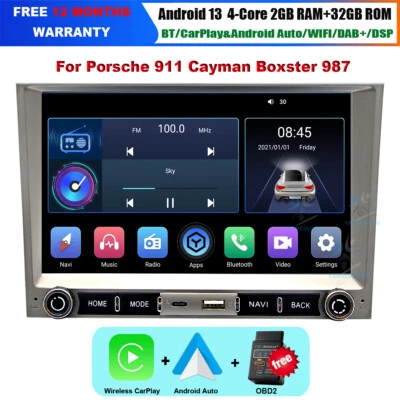 For Porsche Cayman Boxster 987 Android 13 Touchscreen Video Head Unit Radio GPS - Image 1 of 4