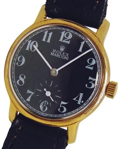 Vintage ROLEX Marconi Black dial 18k gold plated case watch just serviced - Picture 1 of 13