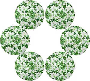 St. Patrick'S Day Placemats Lucky Clover Shamrocks round Placemats Set of 6 for - Picture 1 of 1