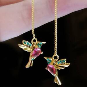 Elegant Animal Jewelry Cute Flying Hummingbird Oil Painting Earrings Women Girls