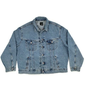 Vintage Lee Riveted Jean Jacket Mens 2XL Blue Denim Trucker Coat Made In USA - Picture 1 of 12