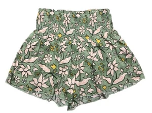 Aerie Shorts S grün Blumen hoher Bund gesmokter Bund Plissee Boho Strand NEU - Bild 1 von 8